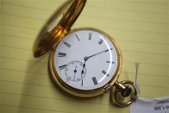 A Victorian 18ct gold half hunter keyless lever pocket watch by Victor Kullberg, Liverpool Road, London,